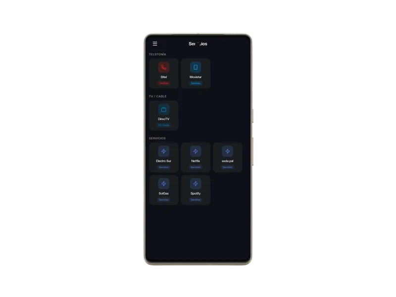 Pantalla de Servicios frecuentes en SALDO.pe